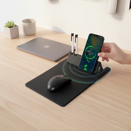 Premium 15W Fast Charge Wireless Charging Mouse Pad and Extended Desktop Mat