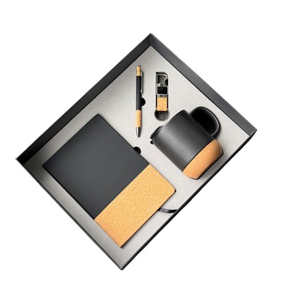 Premium 4-in-1 Executive Business Gift Set: Notebook, Ceramic Mug, Keychain & Metal Pen