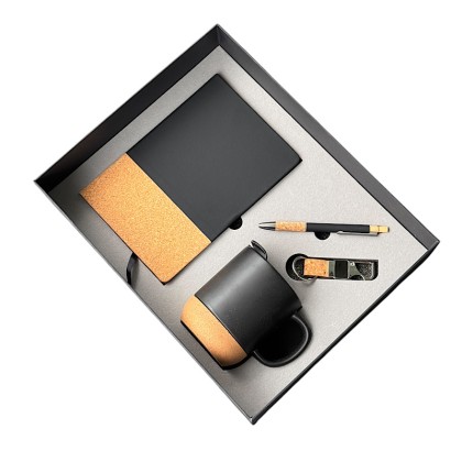 Premium 4-in-1 Executive Business Gift Set: Notebook, Ceramic Mug, Keychain & Metal Pen