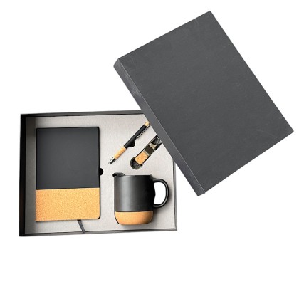 Premium 4-in-1 Executive Business Gift Set: Notebook, Ceramic Mug, Keychain & Metal Pen
