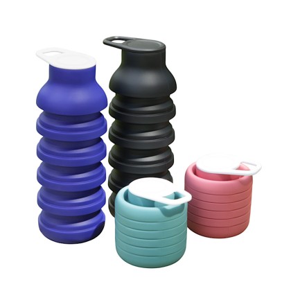 600ml Collapsible Silicone Outdoor Drinking Bottle with Integrated Carabiner
