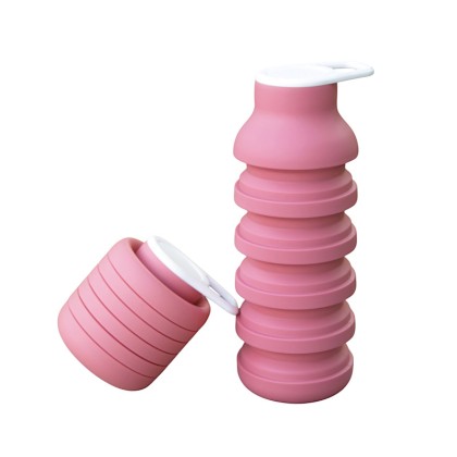 600ml Collapsible Silicone Outdoor Drinking Bottle with Integrated Carabiner