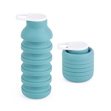 600ml Collapsible Silicone Outdoor Drinking Bottle with Integrated Carabiner