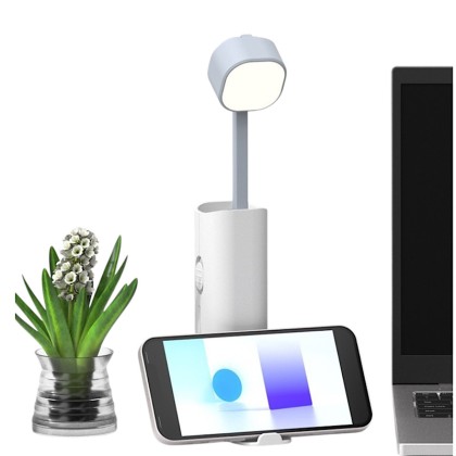 Portable Multi-Angle LED Reading Light with Integrated Mobile Phone Stand