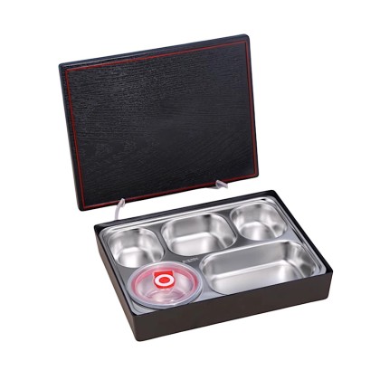 Premium 5-Compartment Stainless Steel 304 Lunch Box with Integrated Soup Bowl