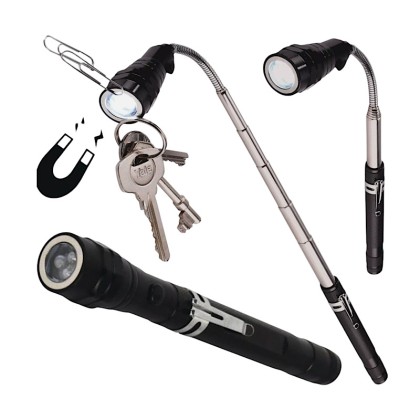 3-LED Telescopic Magnetic Pick-Up Tool and Flexible LED Flashlight