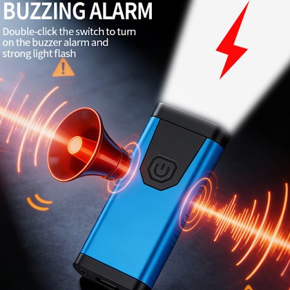 Ultra-Lightweight 9-COB Mini EDC Flashlight with Integrated 180mA Battery and Emergency Buzzer