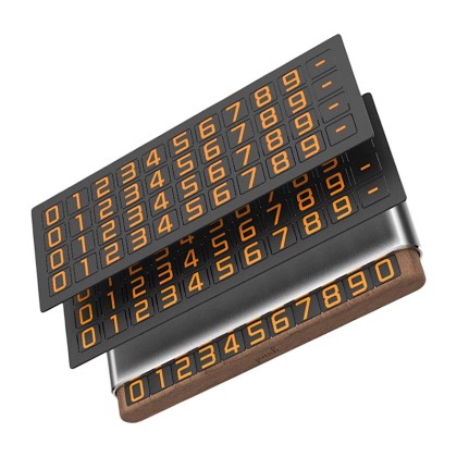 Premium Walnut Wood Dual-Number Temporary Parking Card with Privacy Slide