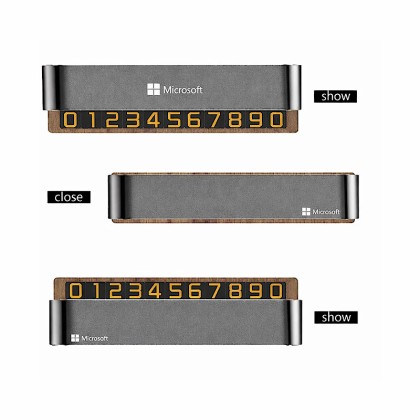 Premium Walnut Wood Dual-Number Temporary Parking Card with Privacy Slide