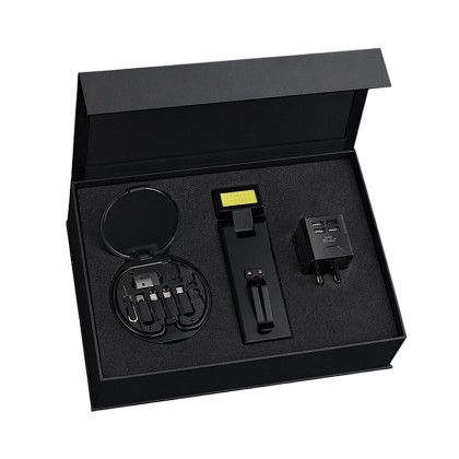 The Ultimate 3-in-1 Travel Connectivity Set: Universal Adapter, Multi-Cable Kit & COB LED Light