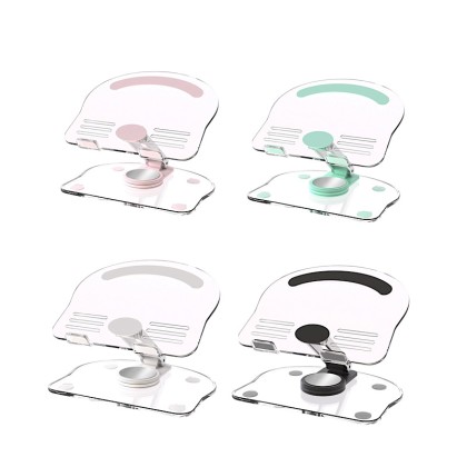 Premium Foldable Clear Acrylic Desktop Stand with 360-Degree Swivel Base