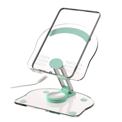Premium Foldable Clear Acrylic Desktop Stand with 360-Degree Swivel Base