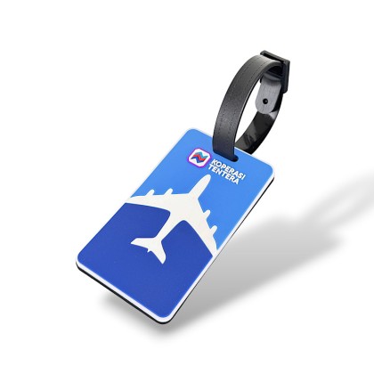 Custom 2D Molded Soft Rubber Luggage Tag with Textured Layered Design