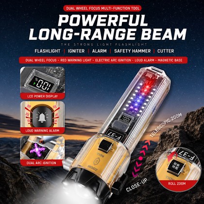Premium All-in-One Outdoor Emergency Rescue Flashlight with Hidden Arc Igniter and Siren