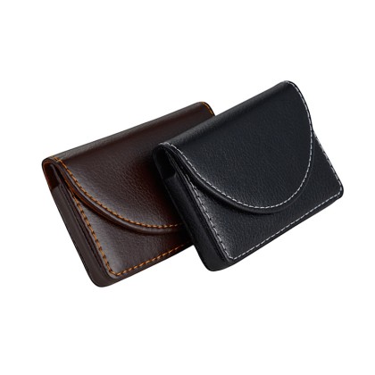 Sleek Pocket Business Card Holder: Premium PU Leather Wrapped Stainless Steel Case