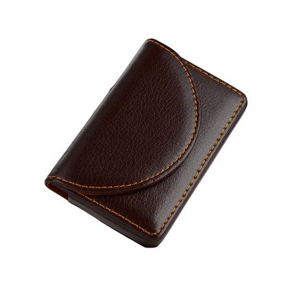 Sleek Pocket Business Card Holder: Premium PU Leather Wrapped Stainless Steel Case
