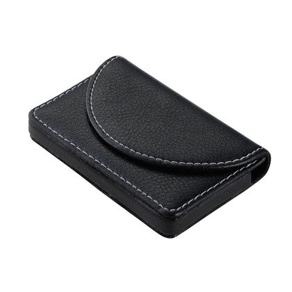 Sleek Pocket Business Card Holder: Premium PU Leather Wrapped Stainless Steel Case