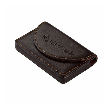 Sleek Pocket Business Card Holder: Premium PU Leather Wrapped Stainless Steel Case