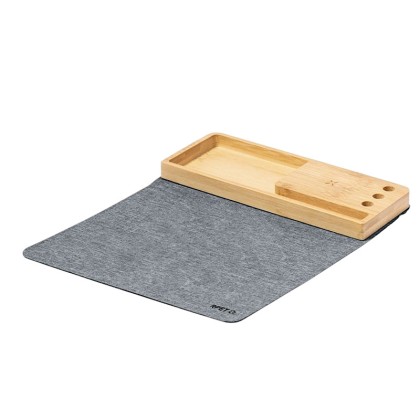 Premium 3-in-1 Foldable Natural Bamboo Mouse Pad with 15W Fast Wireless Charger and Phone Stand