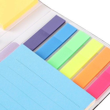 Premium Foldable Desktop Sticky Note Booklet Combo Set with Lined Memo Pad & Index Flags