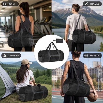 Premium 100g Ultra-Light Foldable Travel Duffle Bag: 210D Polyester Compact Sports & Gym Tote