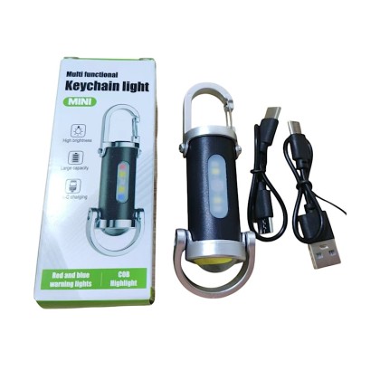Sleek Multi-Functional Ultra-Mini Keychain Light with 5 Light Modes and Red/Blue Warning Strobe