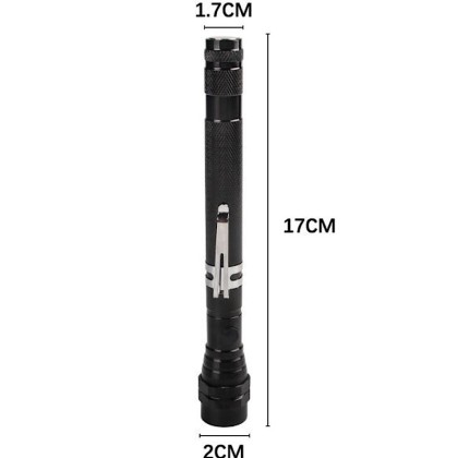 Premium Telescopic Magnetic 3-LED Work Flashlight with 360° Flexible Rotating Neck & Pocket Clip