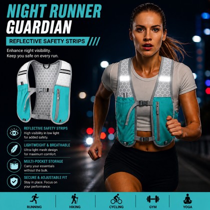Premium Ultra-Lightweight Breathable Sports Hydration Vest: Performance Running & Cycling Pack with Reflective Safety Design