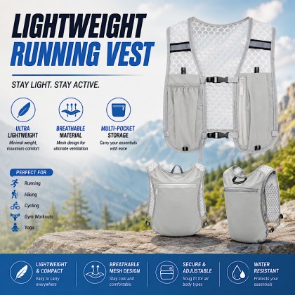 Premium Ultra-Lightweight Breathable Sports Hydration Vest: Performance Running & Cycling Pack with Reflective Safety Design
