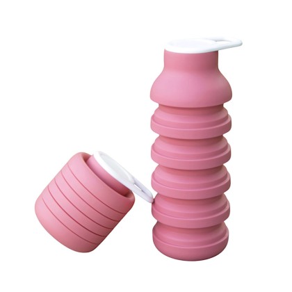 Premium 600ml Reusable Foldable Silicone Water Bottle with Leak-Proof Screw Cap and Carabiner
