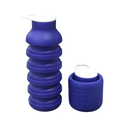 Premium 600ml Reusable Foldable Silicone Water Bottle with Leak-Proof Screw Cap and Carabiner