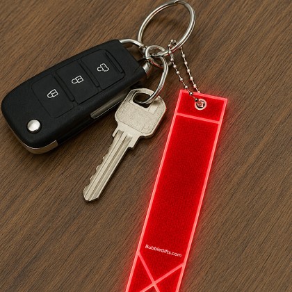 Premium PVC Micro-Prism Reflective Safety Keychain Tag with Secure Ball Chain