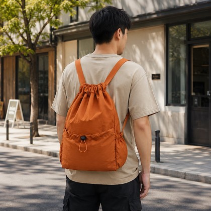 Premium Ultra-Lightweight Foldable Drawstring Backpack: Water-Resistant Casual Multi-Pocket Daypack