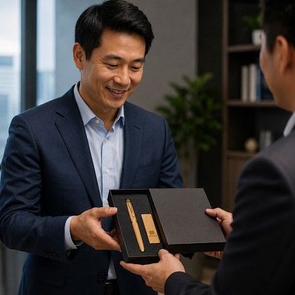 Premium 2-in-1 Eco-Friendly Sustainable Bamboo Executive Gift Set: Ballpoint Writing Pen & USB Flash Drive with Premium Presentation Box