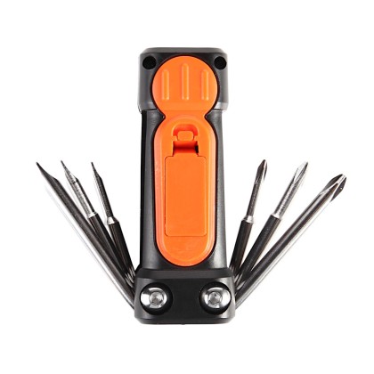 Premium 8-in-1 Folding Pocket Screwdriver with Dual LED Work Lights, Strong Magnetic Base & Integrated Pocket Clip