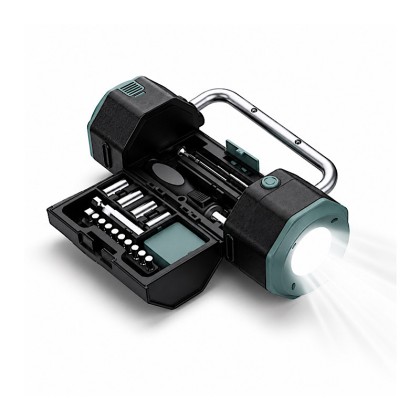 Premium Outdoor Emergency Tool Station: LED Flashlight & Lantern with 16-Piece Hardware Kit & Compass