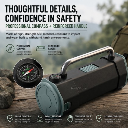 Premium Outdoor Emergency Tool Station: LED Flashlight & Lantern with 16-Piece Hardware Kit & Compass