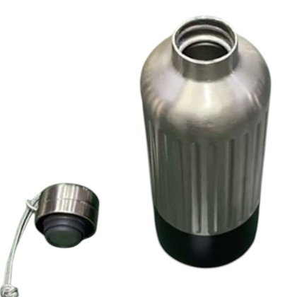 Premium 850ml Modern Minimalist Vacuum Insulated Water Bottle: 316 Stainless Steel Inner with Braided Lanyard