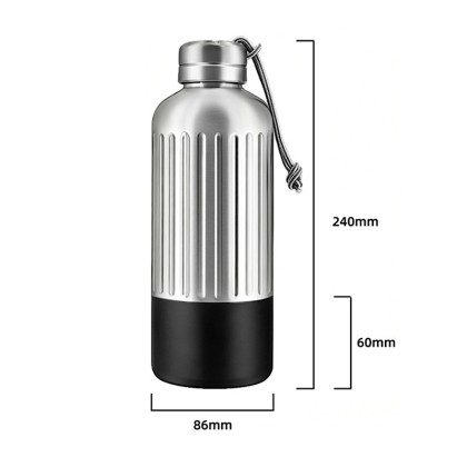 Premium 850ml Modern Minimalist Vacuum Insulated Water Bottle: 316 Stainless Steel Inner with Braided Lanyard