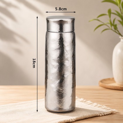 Premium 300ml Pure Titanium Pocket Vacuum Flask: 99.79% Bio-Metal Construction with Tea Separation & 12-Hour Thermal Insulation