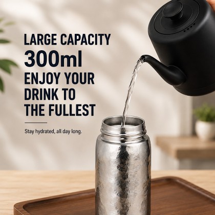 Premium 300ml Pure Titanium Pocket Vacuum Flask: 99.79% Bio-Metal Construction with Tea Separation & 12-Hour Thermal Insulation