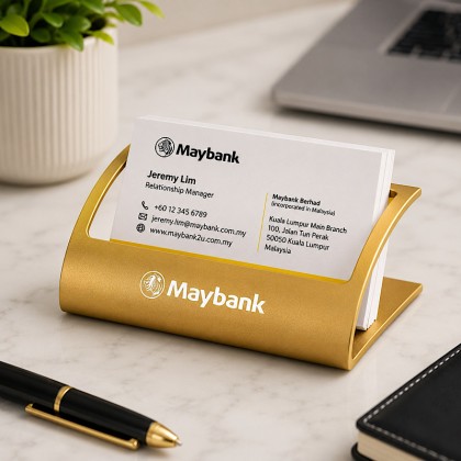 Premium Q-Shaped Aluminum Alloy Desktop Business Card Holder: Ultra-Light 30.2g Custom Engraved Organizer