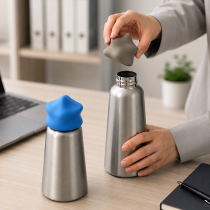 Premium 500ml Conical Vacuum Flask: 304 Stainless Steel Construction with Customizable Star-Shaped Lid