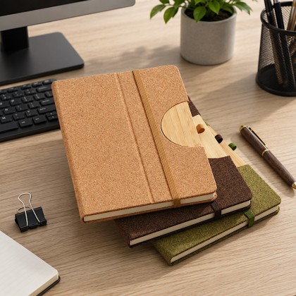Premium Eco-Conscious 3-Piece Executive Gift Set: A5 Tea Residue PU Notebook, Matching Pen & 304 Stainless Steel Anti-Spill Suction Mug