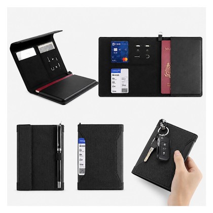 Premium PU Leather Travel Set: Anti-Theft RFID Passport Wallet & Privacy Luggage Tag in Executive Gift Box