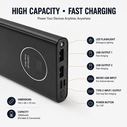 Ultimate 7-Piece Smart Business Gift Set: 10000mAh Power Bank, Smart Temperature Flask, Automatic Umbrella, Bluetooth Speaker, Dual-USB, PU Notebook & Metal Pen