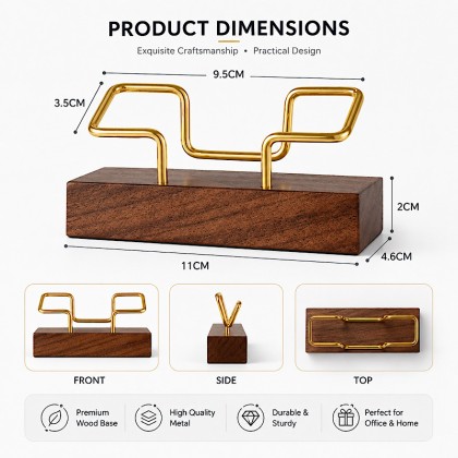 Elegant Black Walnut and Electroplated Iron Desktop Business Card Holder (109g)