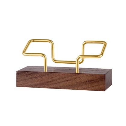 Elegant Black Walnut and Electroplated Iron Desktop Business Card Holder (109g)