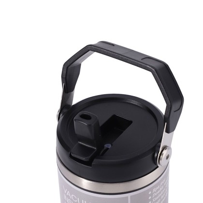 Double-Wall Vacuum Insulated Stainless Steel Travel Mug with Handle & Straw