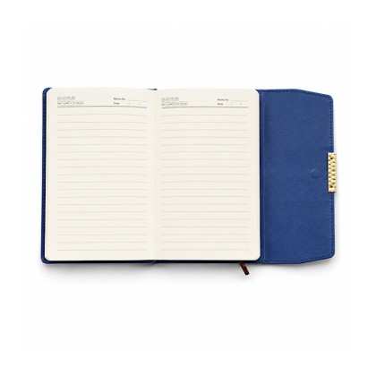 Custom Executive Blue PU Leather Notebook and Pen Gift Set with Gold Magnetic Clasp